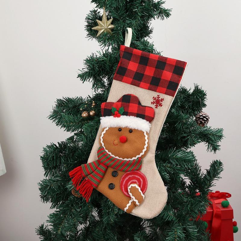 

Новый рождественский мультфильм Санта снеговик подарок носки трехмерная кукла рождественское украшение украшение для окна