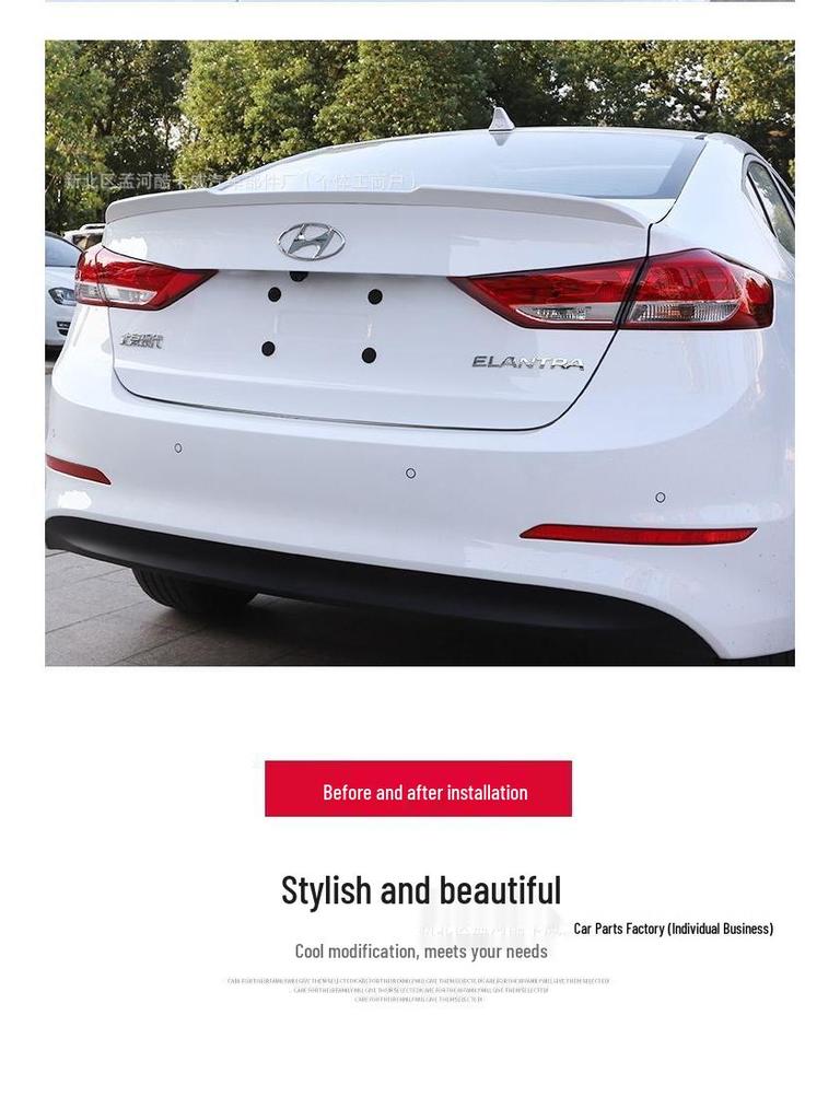 Hyundai Elantra 2016-2020 Spoilerlippe für hinten ohne Bohren Zubehör