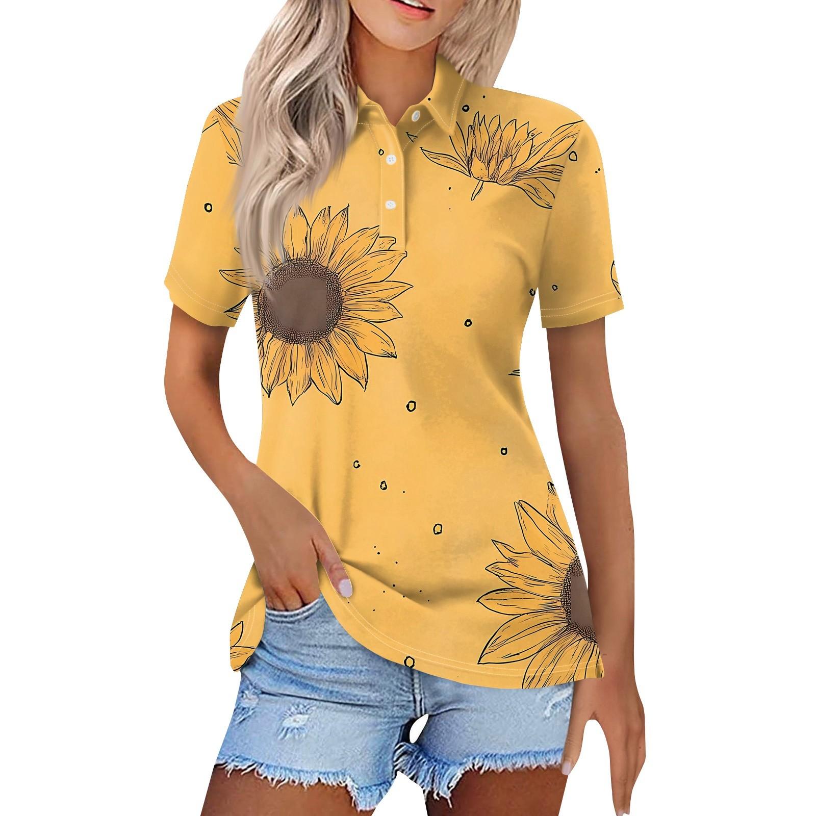 

Женская модная повседневная рубашка с отворотом и коротким рукавом с принтом, женские топы на пуговицах XL оранжевый