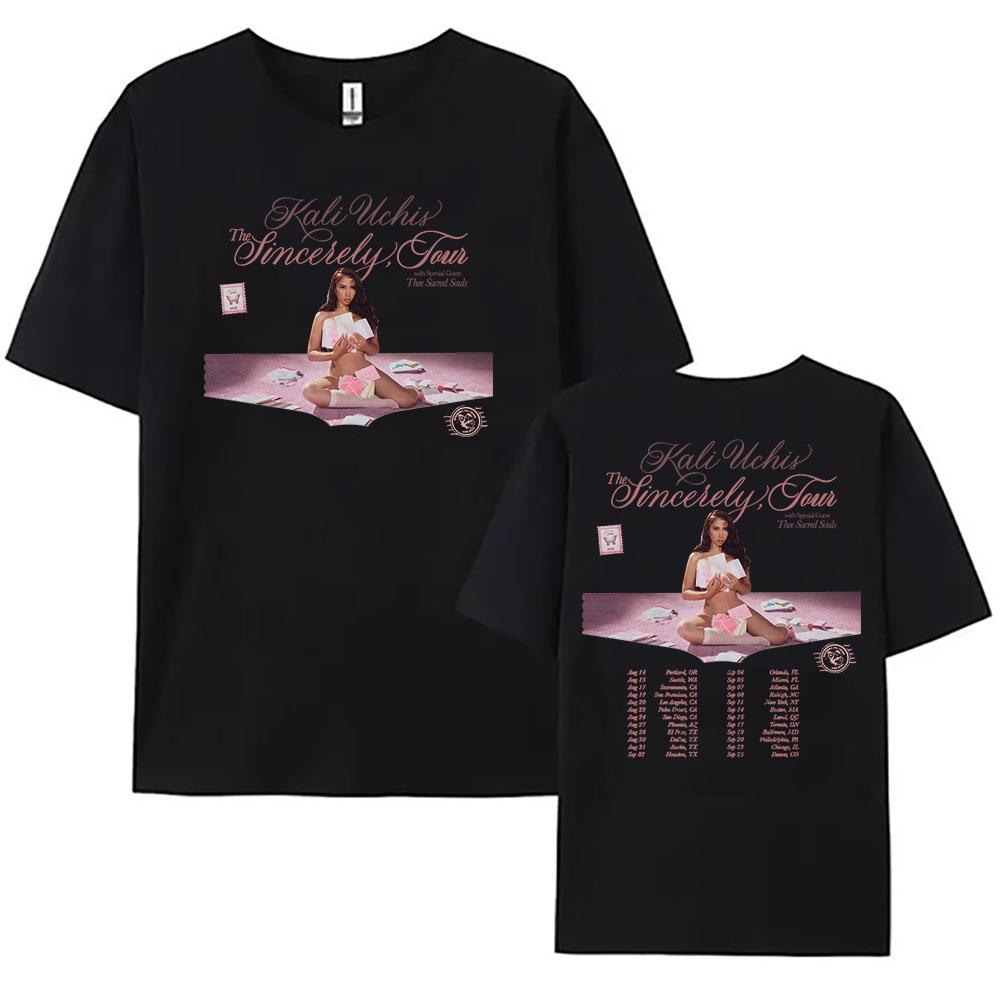KALI UCHIS Sincerely Tour 2026 T-shirt Women Clothing Short Sleeve Cotton Loose Tshirts Streetwear Unisex Summer Female T Shirt