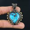 Handmade Wire Wrapped Turquoise Heart Pendant Oxidized Copper Jewelry Heart-Shaped Gemstone Pendant for Women