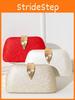 Vintage Pu Evening Clutch With Metal Leaf Cover For Formal Occasions