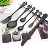 Black Kitchen Cutlery Set 1Pcs Knife Dessert Fork Tea Spoon Dinnerware Set Stainless Steel Flatware Vintage Tableware Set