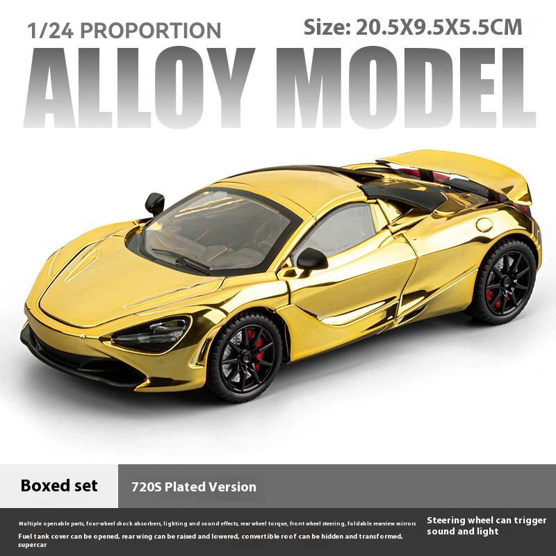 

1/24 Сплав Литье под давлением McLaren Гальваническая версия 720S Модель спортивного автомобиля Симуляция Звук и свет Оттягивание Детские игрушки Коллекция Подарок для мальчиков золотой