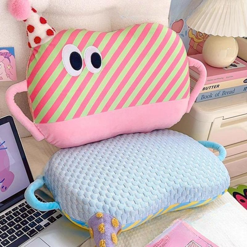 32cm Dopamine Stripe Plush Soft Pillow Cute Wear Hat Doll Warm Cushion Home Decoration Kids Toys Birthday Gift