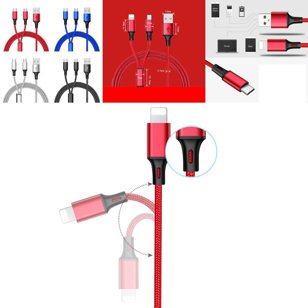 Durable Handset Data Line Double Metal Woven Nylon Data Cable For Apple And Android Devices