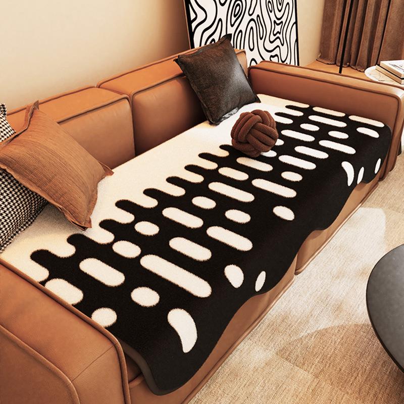 Wanxiang Updated Imitation Rabbit Fur Irregular Sofa Cushion Living Room Straight Row Sofa Cover Towel One Piece Anti-Scratching