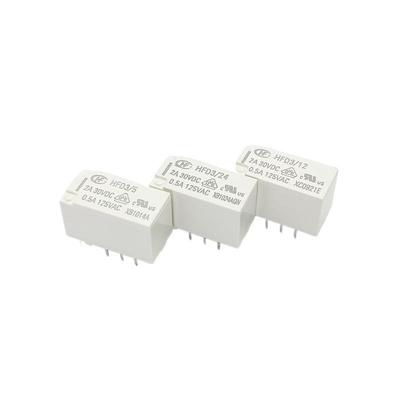 HFD3 Signal Relay, Dual Row, Straight Pin, 2A Load, 3V/5V/12V Options