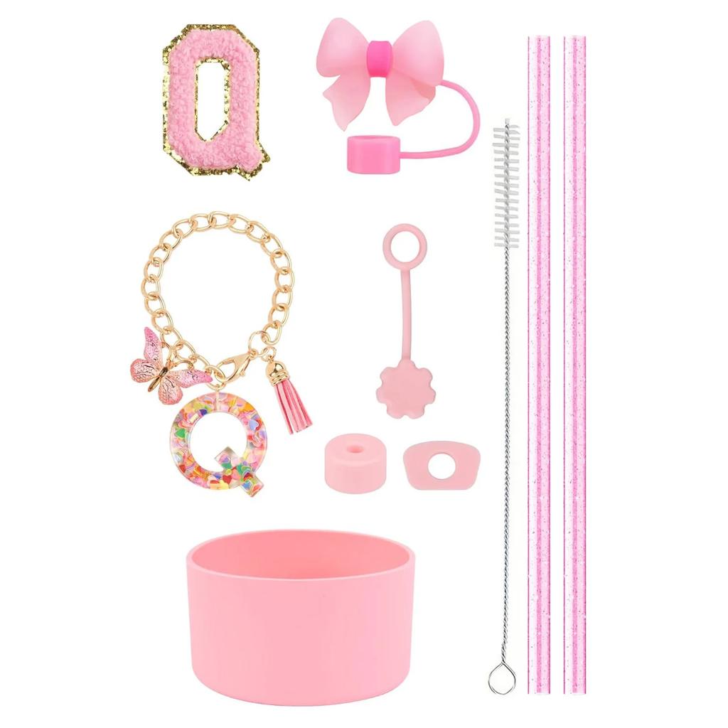 10pcs Cup Accessories Set for Stanley 30oz 40oz Tumbler Straw Cover Cap Boot Spill Proof Stopper Letter Keychain Charm Sticker