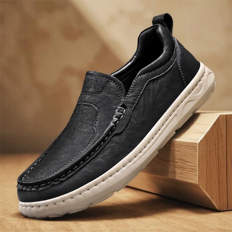 

Fashion Four Season New Fashionable Social Casual Shoes Gentlemanly Leather Loafers Brand Soft Comfortable Walking Men s Commuting Shoes 38 чёрный