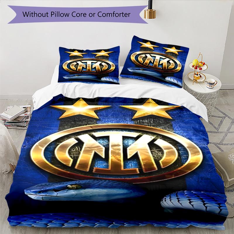 FC. Set Copripiumino con Fantasia Stampata Internazionale Milano – include 1 copripiumino e 2 federe coordinate Decorazione per la camera da letto Regali di Natale