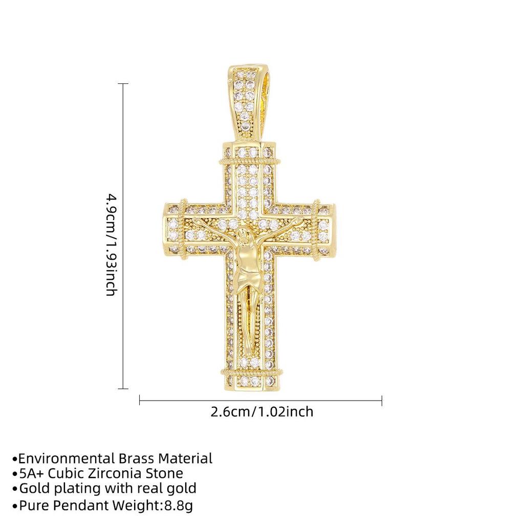 18K Gold Plated Versatile Micro-Set Cross Pendant Necklace - Personalized Light Luxury Jewelry Accessories