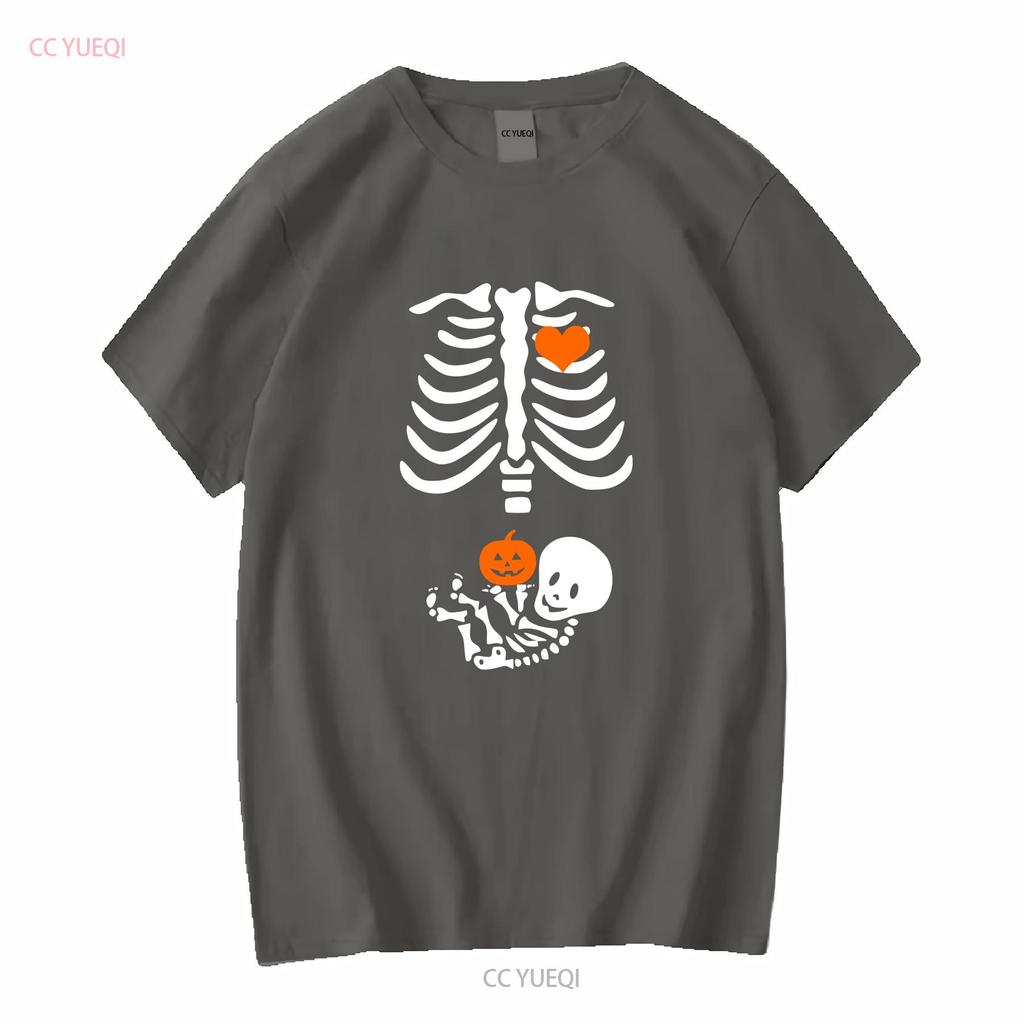 Halloween Skelett Schwangerschaft T-Shirt Mutterschaft Schwangerschaft Outfit lange oder kurze Ärmel Vintage gewaschen Unisex