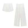 2025 Spring Women's European & American Pleated Strapless Top with Casual Long Pants