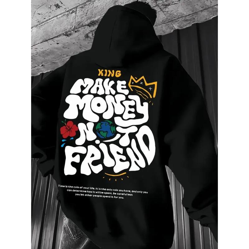 2025 3D Geldverdienen Ist Kein Freund Muster Bedruckter Herren Casual Mode Bequemer Hoodie Übergroße Sportbekleidung