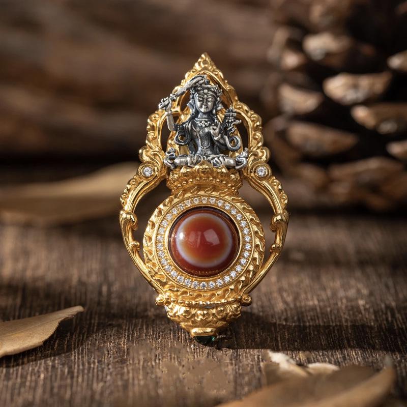 

Benming Buddha Manjushri Bodhisattva Pendant Necklace for Steady Wisdom and Blessings