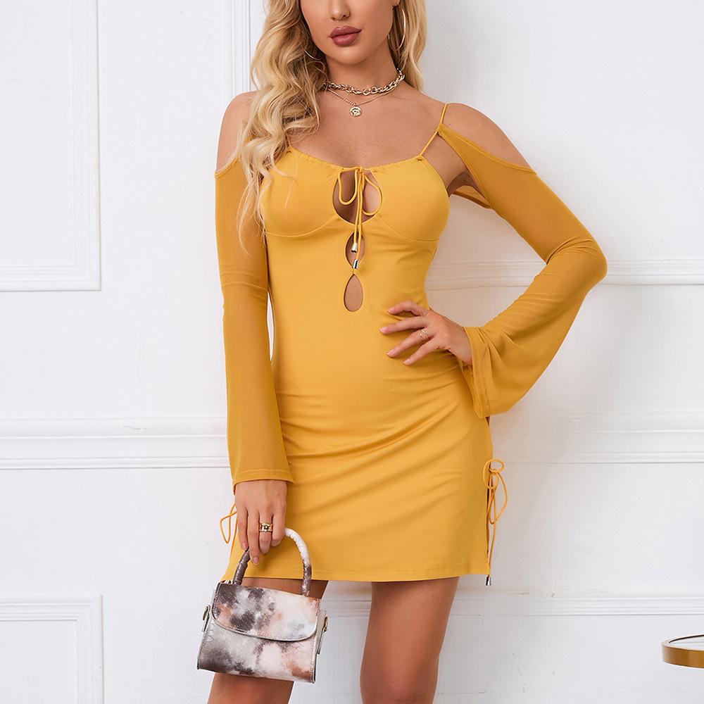 Long-sleeved Skirt Dress, European and American Women's Clothing Nightclub Party Hottie Pure Desire Slim Dress Autumn