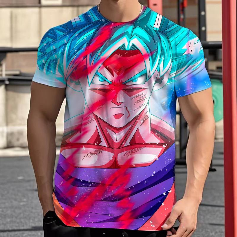 2026 Summer Dragon Ball Retro Fitness T-shirt Men's Oversized 3D Printed Short-sleeved Family Unisex Children's Sports Shirt