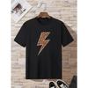 Leopard Lightning Pattern Print Men's Comfy T-shirt, Graphic Tee Men's Summer Outdoor Clothes, Men's Clothing, Tops For Men