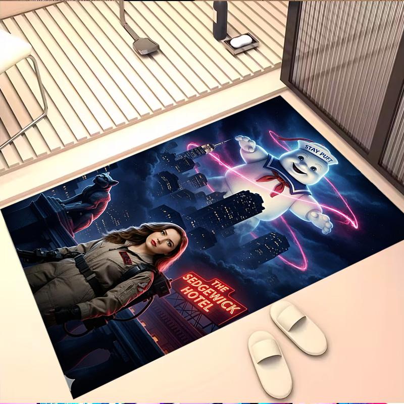 Ghostbusters Print Rug, Washable Floor Carpet, For Entryway Dorm Laundry Room Office Study, Home Decor Birthday Christmas Gift