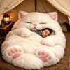 Plush Sleeping Sack Cat Envelope Bag, Winter Slumber Bag for Men Women, Lightweight Animal Nap Mat Home Travel Traveling