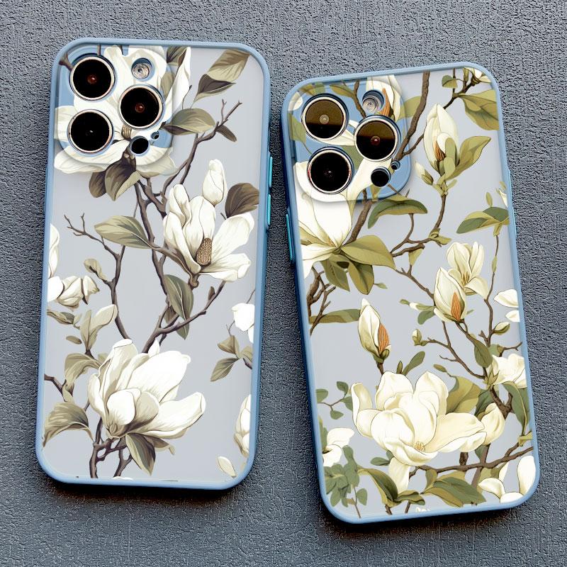 Magnolia Flower Phone Case For iPhone 17 16 15 14 Plus Pro Max 13 12 11 Pro Max Mini X XR XS 16 15 Plus Shockproof Back Covers