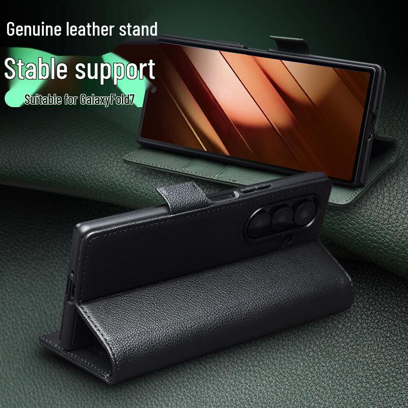 Étui à rabat magnétique en cuir véritable Chali pour Samsung Galaxy Z Fold7