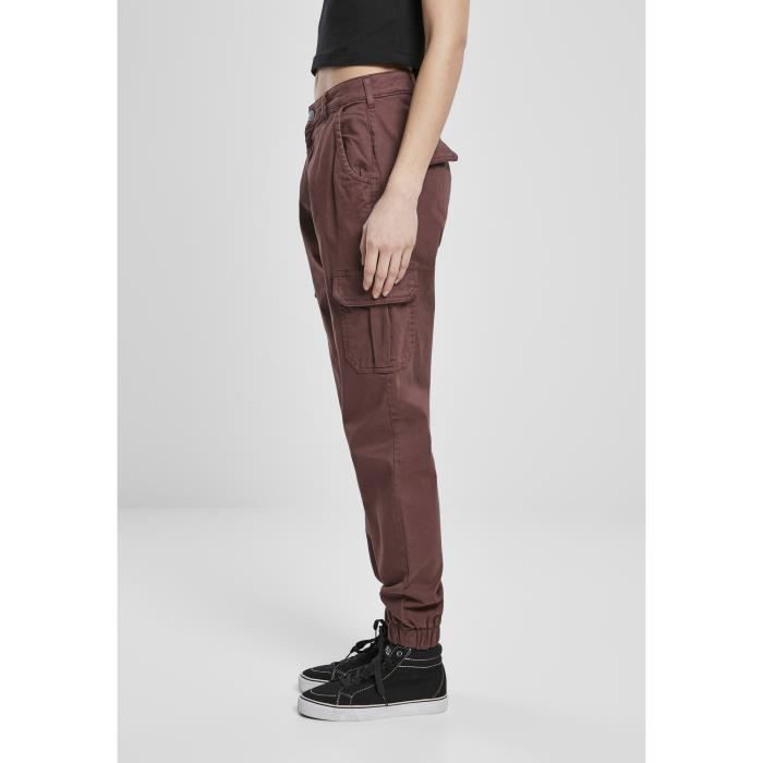 Pantalon Femme - Urban Classics - High Waist Cargo - Bordeaux - Taille Haute - Coupe Cargo