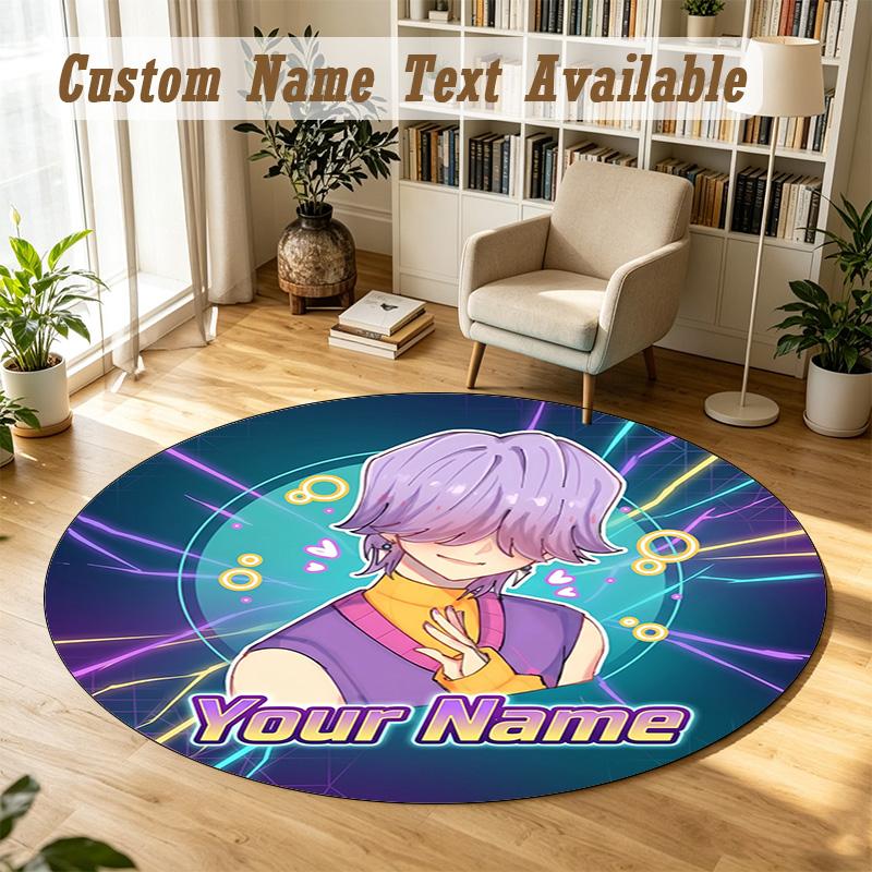 Round Rug Custom NameKpop Demon Hunters Pattern Non Slip Carpet Home Floor Decor