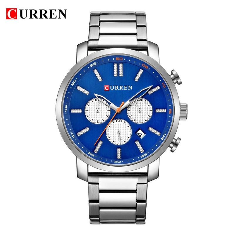 CURREN New Men's Watch Casual Quartz Watch True Three Eyes Business Steel Band Watch Simple Watch
