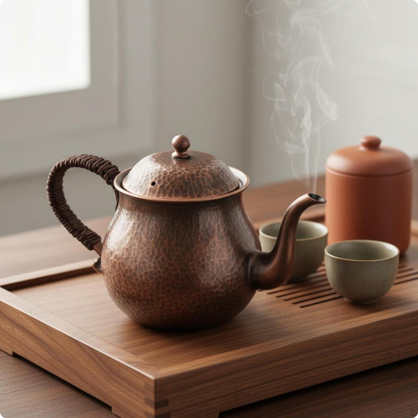 1000 Ml Water Kettle Thickened Body Handmade Copper Teapot No Coating