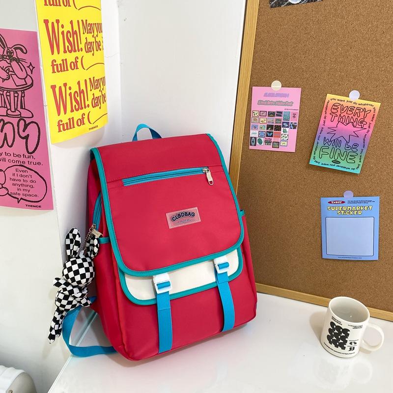 

Gangfeng junior high school student schoolbag personality cool light men and women with the same large capacity backpack outdoor travel bag single package червоний