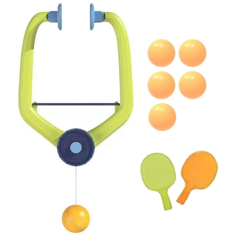 Portable Table Tennis Exerciser Door PingPong Game Hanging Table Tennis Trainer with Racket and Balls Easy To Install