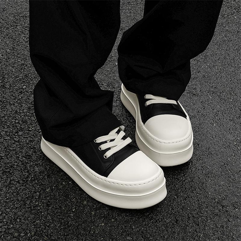 British Style2026Brand Men Outdoor Thick Bottom Casual Leather Sneaker Luxury Genuine Leather Handmade Designer Vulcanized Shoes