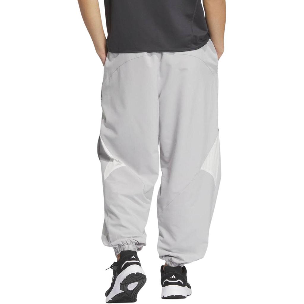 adidas Calças Tecidas Estilo Futuro Bloco de Cores Caimento Solto Calças Esportivas Casuais Masculinas Parte de Baixo Cinza-Claro Branco-Brilhante JL9988
