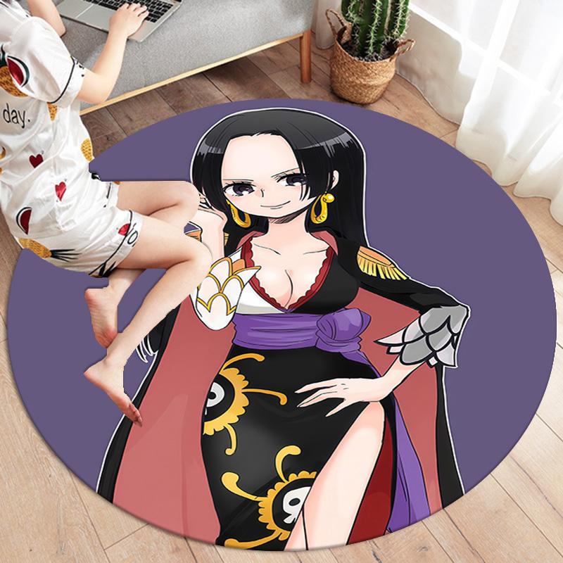 One Piece Boa Hancock Round Area Rug Carpet Rug For Living Room Bedroom Sofa Playroom Decor Nonslip Floor Mat