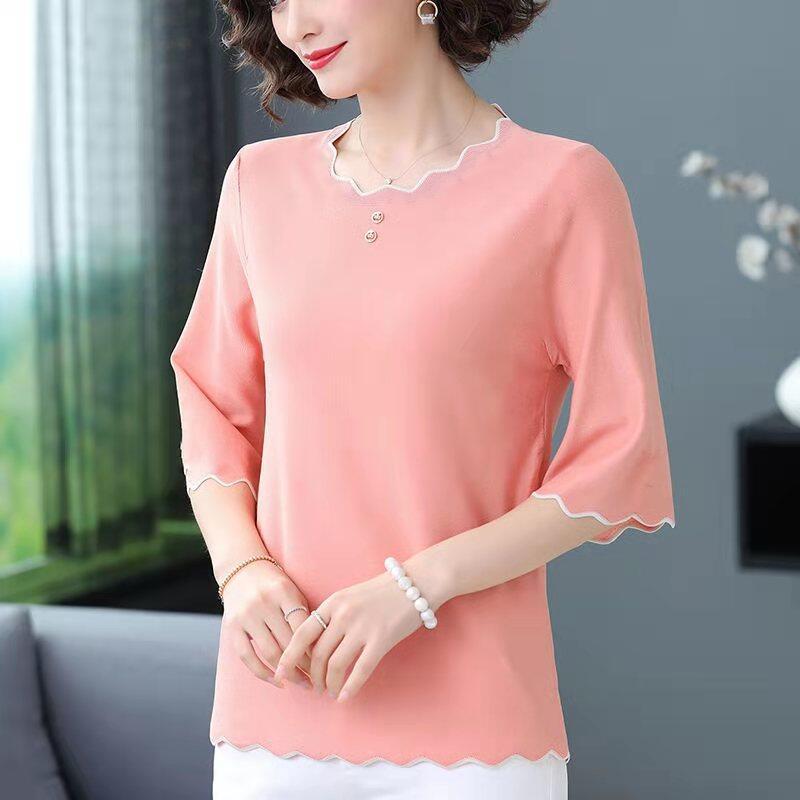 Spring Summer New Fashion O-neck Half Sleeve Solid Color Casual T-shirts Loose Straight Simple Comfortable Top Women Clothing