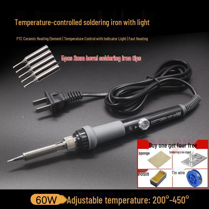 60W Adjustable Temperature Soldering Iron Kit for Electronic Repair - Long Life Inner Heating Type