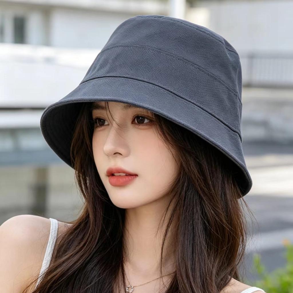 Sunscreen sunshade bucket hat women's spring and summer high-end plain all-match basin hat light and breathable sun hat