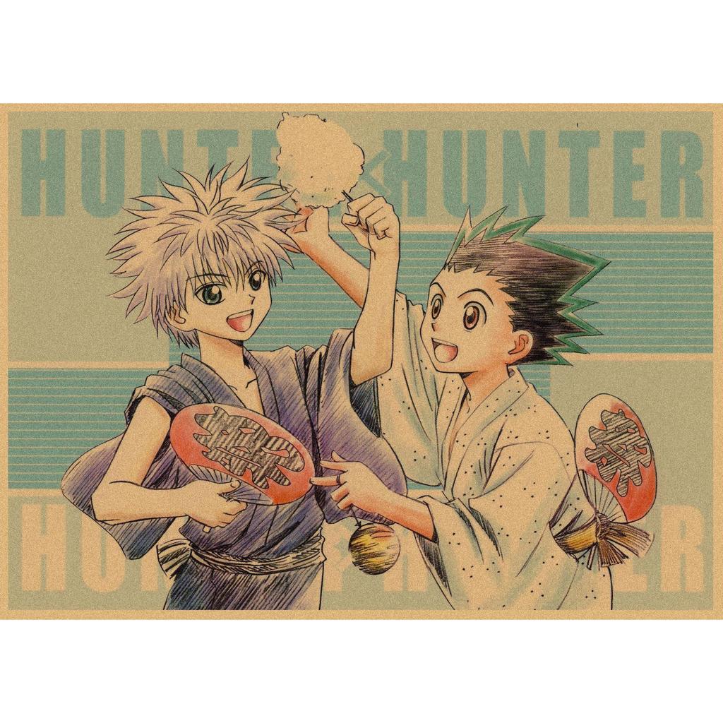 Retro Kraft Paper Wall Poster: Hunter X Hunter Japanese Anime Art for Bar & Cafe Decor