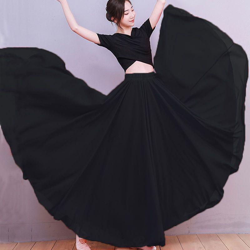 720° Chiffon Swing Skirt: High Waist, Ethnic Dance Red, Slimming Design