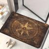 Golden Retro Compass Star Doormat Non-Slip Absorbent Microfiber Rug for Bedroom Living Room Entryway