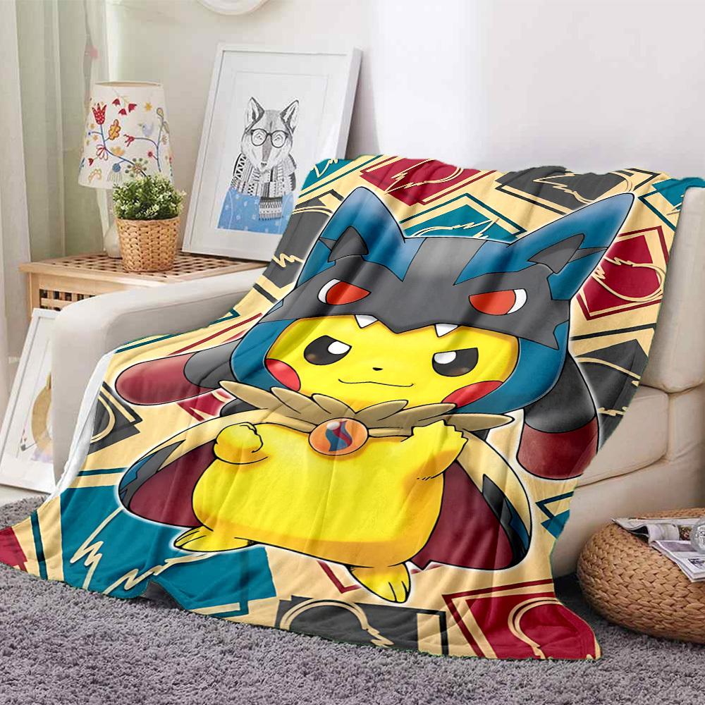 1pc Pokemon Pikachu Soft & Warm Flannel Blanket, Multi-Purpose Throw Blanket for Couch, Sofa, Office, Bed, Camping, Travel 126