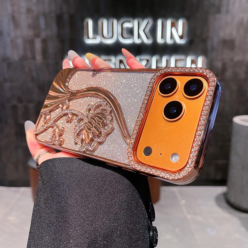 Glitter Diamond Floral Vine Electroplated Protective Case for iPhone 17 Pro Max