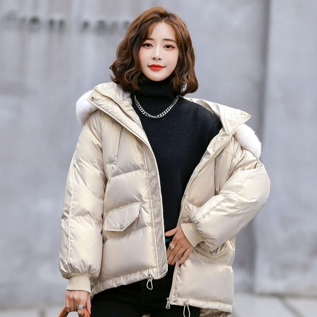 Winter Women's Fashionable Versatile Shiny Loose Warm Coat