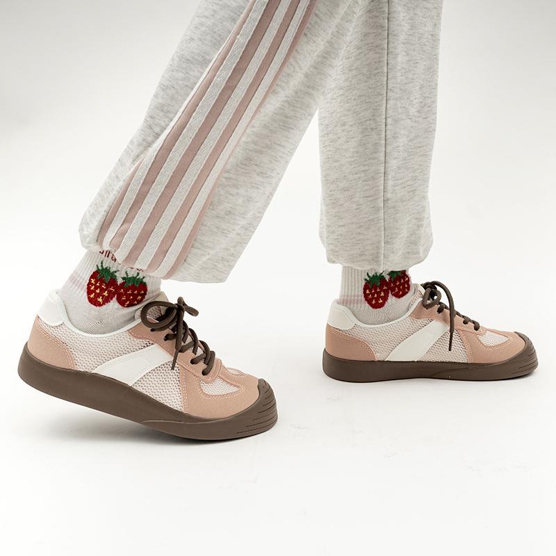 Collegiate summer mesh casual ins style color-blocked thick-soled breathable board shoes 35