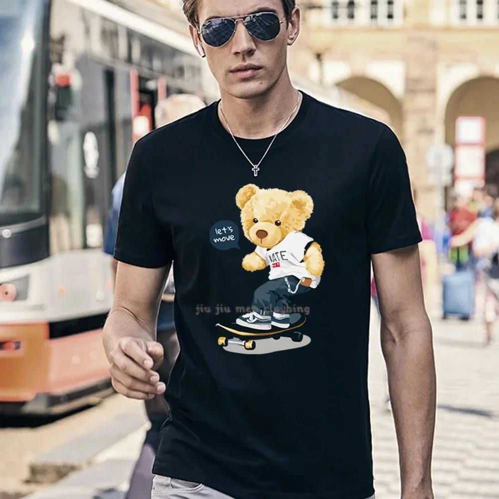 Vtipné Kreslené Medvěd Letní Pánské Tričko Vysoké Kvality Krátký Rukáv Bavlna Unisex Narozeninový Dárek Trička pro Zamilované Streetwear Trička