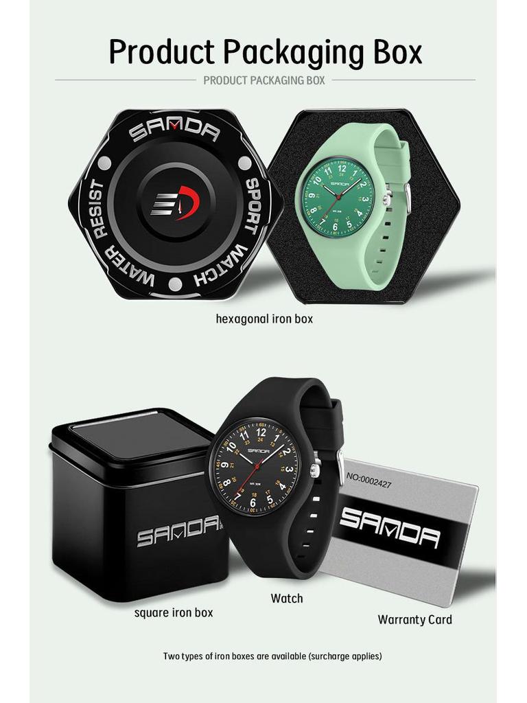 Sanda Student Wasserdichte Quarzuhr mit Leuchtzeigern - Schlichtes und Modisches Design