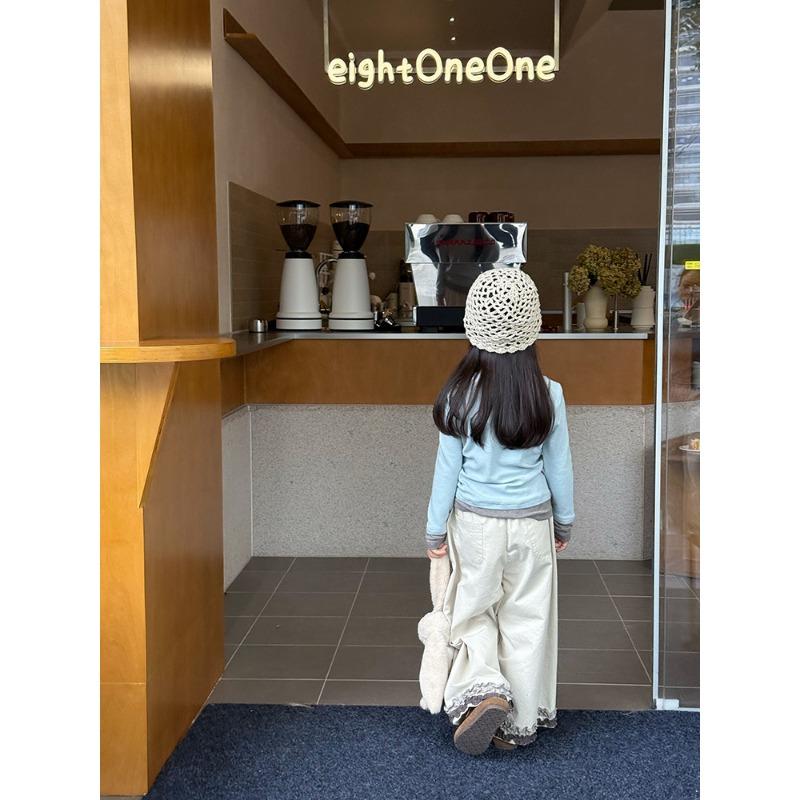 Kids Girls Lace Trim Straight Leg Solid Casual Daily Long Pants
