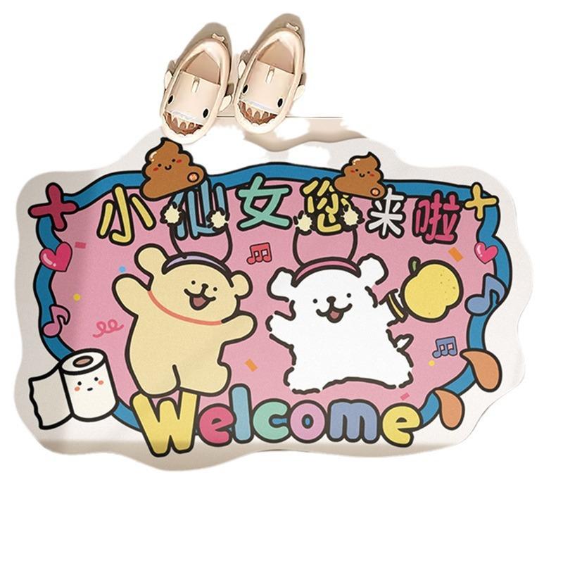 Cartoon Welcome Shit King Bathroom Non-Slip Floor Mat Diatom Mud Toilet Toilet Door Water-Absorbing Quick-Drying Foot Pad